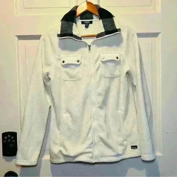 Chaos Sport Full Zip Off White Fleece Jacket Sweatshirt - Picture 1 of 8